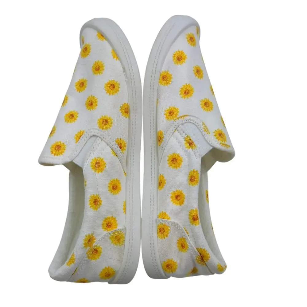 Isaac Mizrahi Lightweight Canvas Slip On Sunflower Print Sneakers Women's Size 7